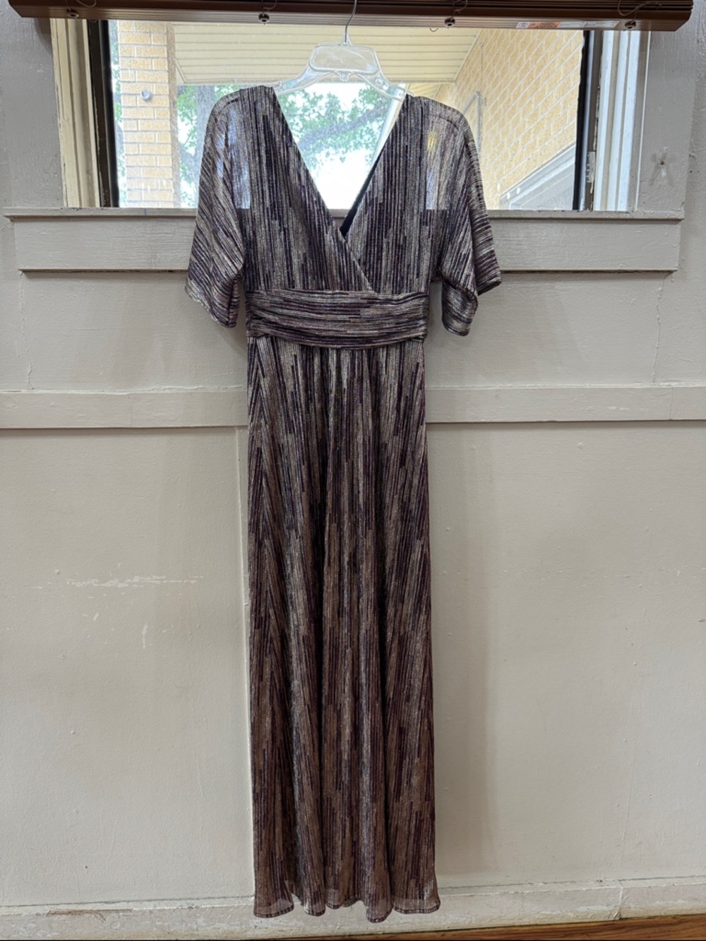 Lilly Pulitzer Parigi Gold Metallic rope Stripe Maxi Dress w/ purple NWT (OLCC)